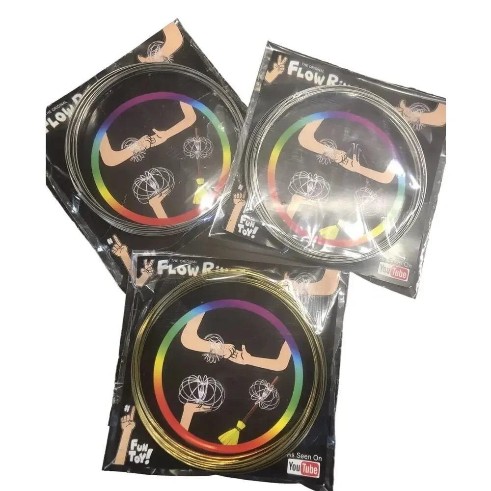 Lot Of 3 The Original Flow Rings As Seen On Youtube‎ Gold Silver Kids Fun Toy